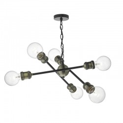Brigade - Antique Brass & Black 6 Light Central Fitting