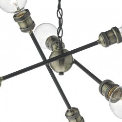 Brigade - Antique Brass & Black 6 Light Central Fitting