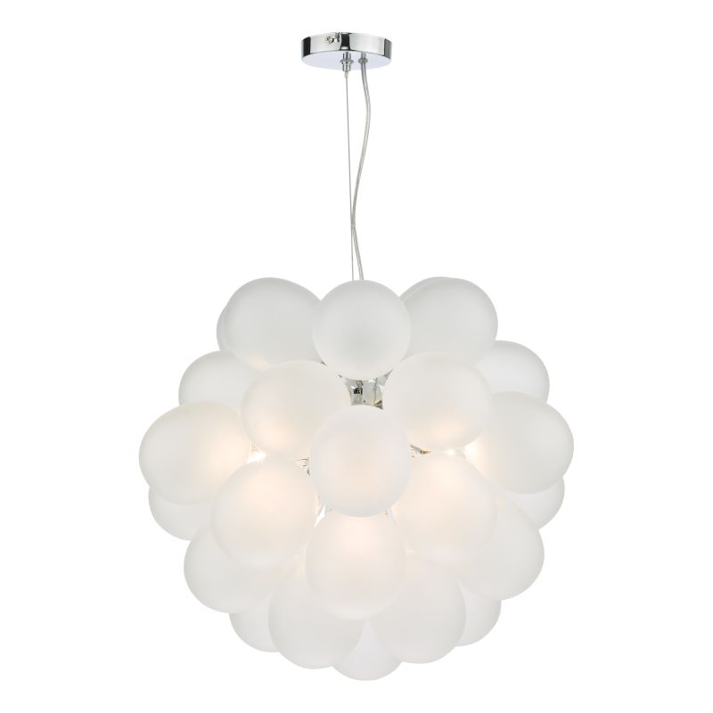 Dar-BUB0602 - Bubbles - White Frosted Glass & Chrome 6 Light Centre Fitting