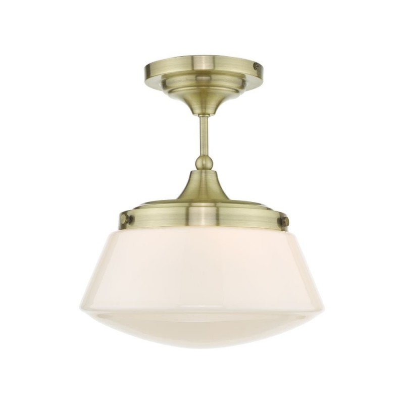 Dar-CAD0175 - Caden - Bathroom Antique Brass & Opal Glass Ceiling Lamp