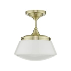 Caden - Bathroom Antique Brass Ceiling Lamp with Opal Glass  Caden - Bathroom Antique Brass Ceiling Lamp with Opal Glass