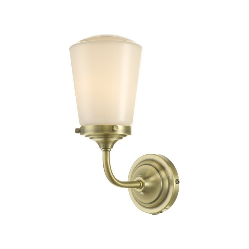 Bathroom Lights - Caden - Bathroom Antique Brass and Opal Glass Wall Lamp Dar-CAD0775 - Caden - Bathroom Antique Brass and Opal Glass Wall Lamp