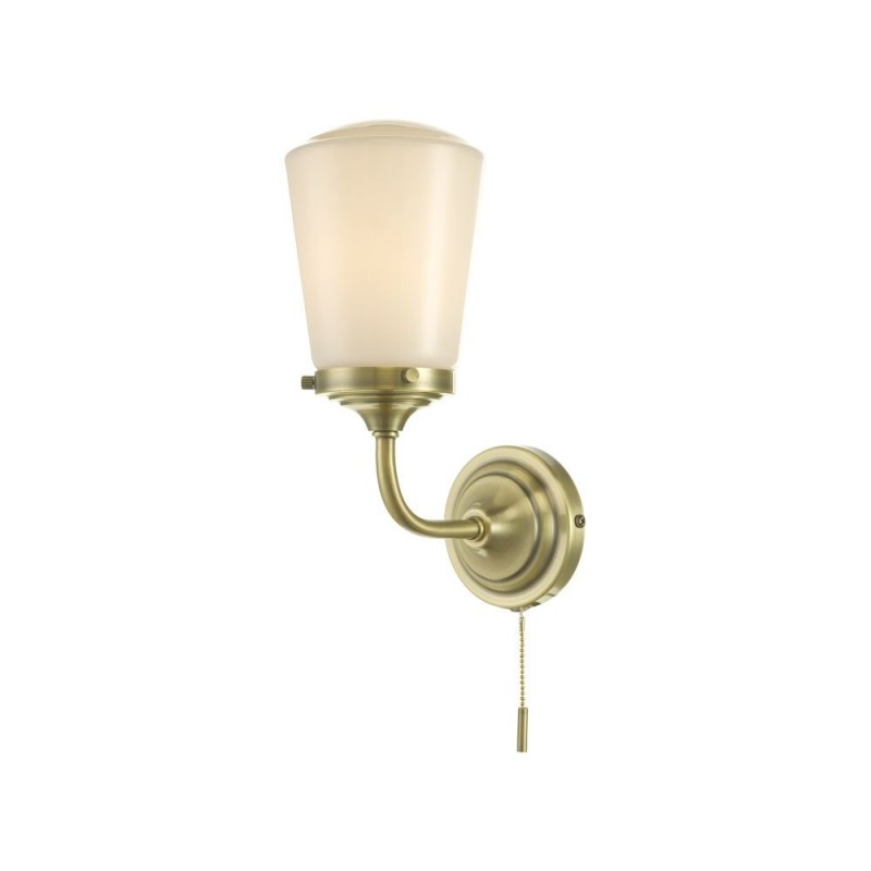Bathroom Lights - Caden - Bathroom Antique Brass and Opal Glass Wall Lamp Dar-CAD0775 - Caden - Bathroom Antique Brass and Opal Glass Wall Lamp