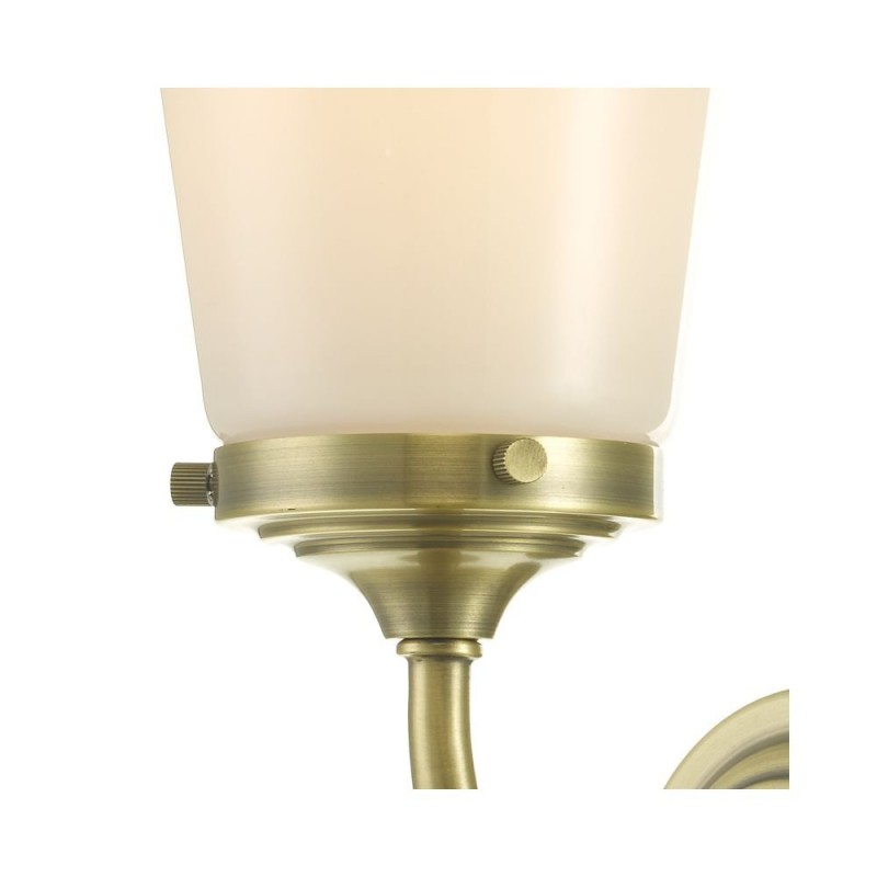 Bathroom Lights - Caden - Bathroom Antique Brass and Opal Glass Wall Lamp Dar-CAD0775 - Caden - Bathroom Antique Brass and Opal Glass Wall Lamp