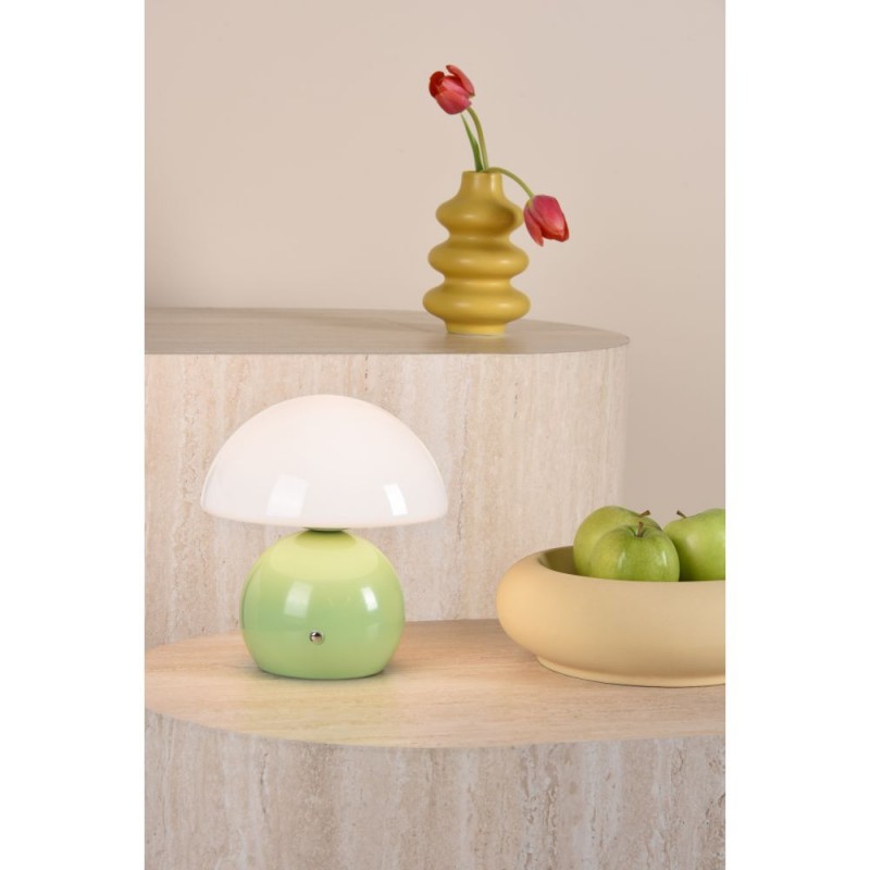 Dar_Vol3-CAE4124 - Caesar - Green Rechargeable Table Lamp with Opal Glass