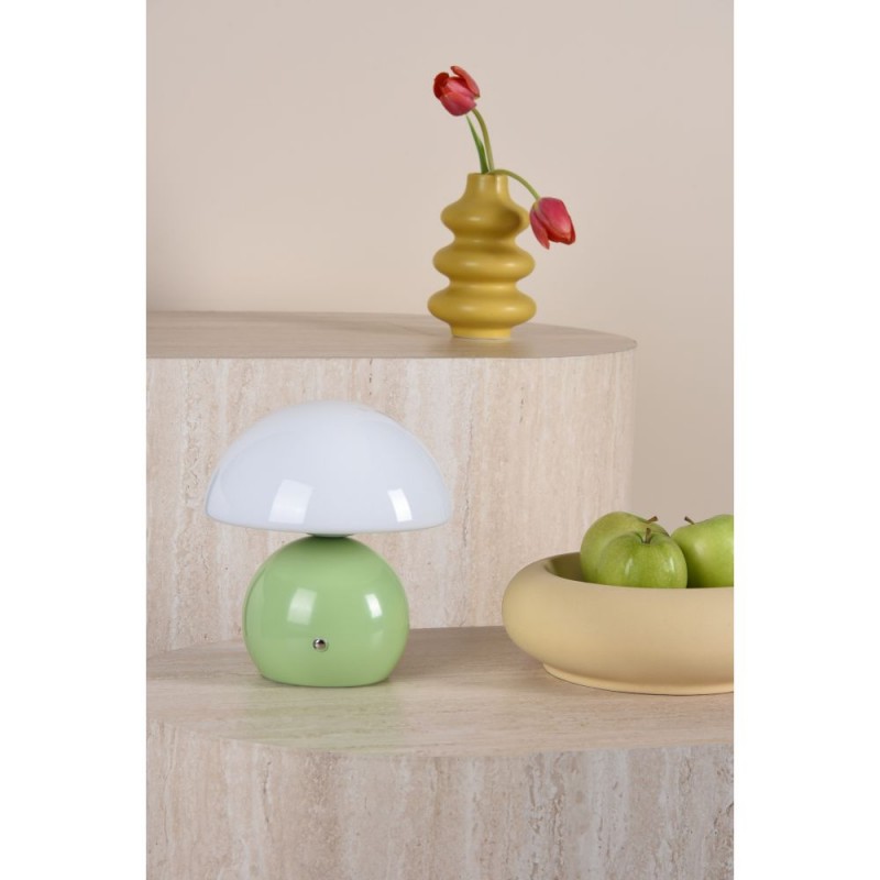 Dar_Vol3-CAE4124 - Caesar - Green Rechargeable Table Lamp with Opal Glass