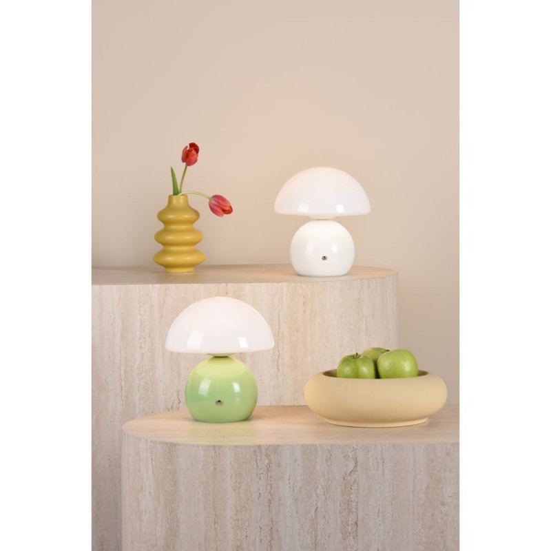 Dar_Vol3-CAE4124 - Caesar - Green Rechargeable Table Lamp with Opal Glass