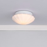 Cafe - Bathroom Flush with Scalloped Opal Glass IP44