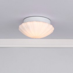 Cafe - Bathroom Flush with Scalloped Opal Glass IP44 Cafe - Bathroom Flush with Scalloped Opal Glass IP44