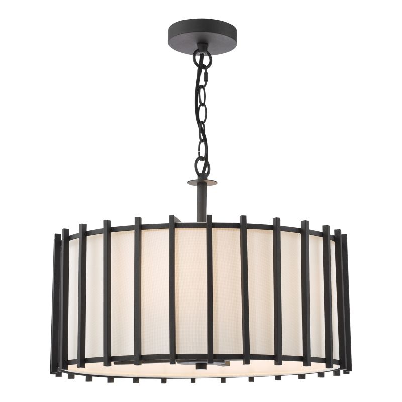 Dar-CAG0422 - Cagliari - Matt Black 4 Light Pendant with Ivory Linen Shade