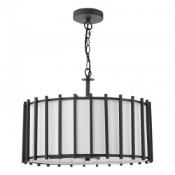 Cagliari - Matt Black 4 Light Pendant with Ivory Linen Shade Cagliari - Matt Black 4 Light Pendant with Ivory Linen Shade