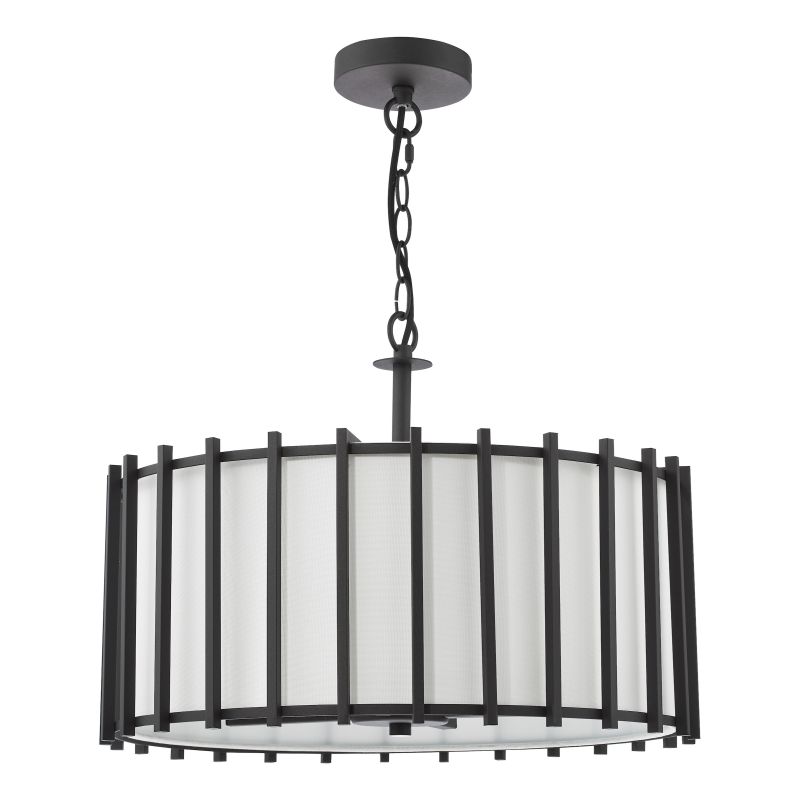 Dar-CAG0422 - Cagliari - Matt Black 4 Light Pendant with Ivory Linen Shade