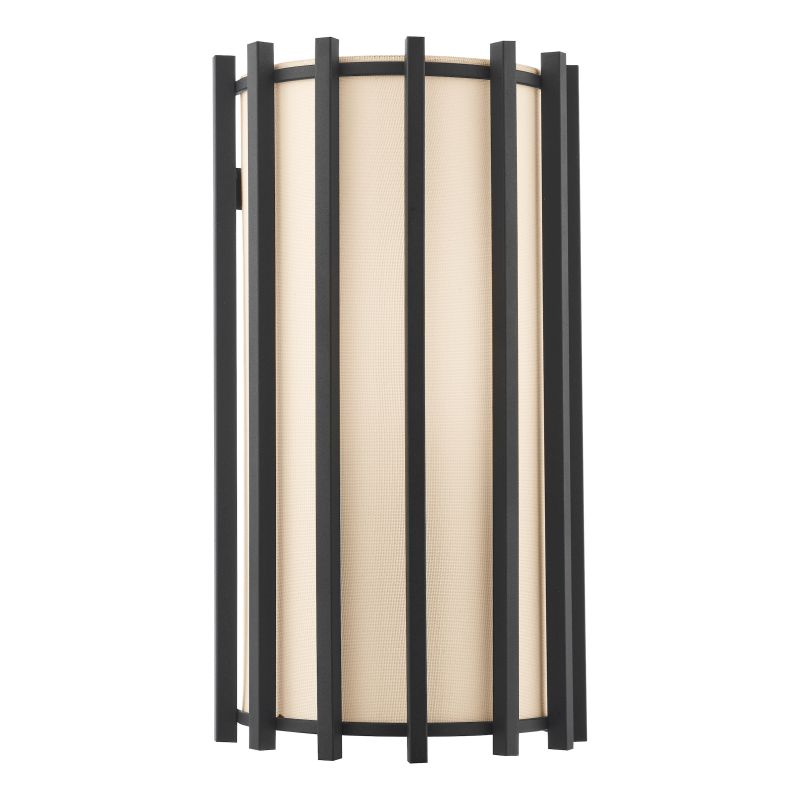 Dar-CAG0722 - Cagliari - Matt Black Wall Lamp with Ivory Linen Shade