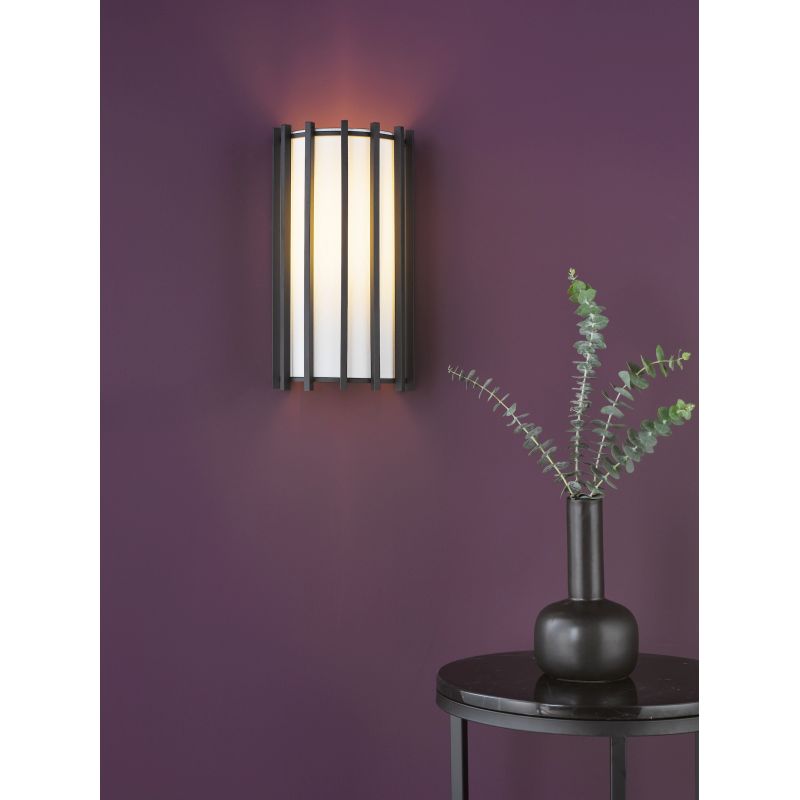 Dar-CAG0722 - Cagliari - Matt Black Wall Lamp with Ivory Linen Shade