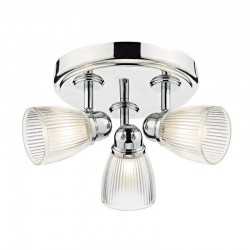 Cedric - Bathroom Chrome 3 Light Spotlights with Ribbed Glasses Cedric - Bathroom Chrome 3 Light Spotlights with Ribbed Glasses