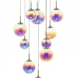 Cesario - Chrome 12 Light LED Cluster Pendant with Multicolour Glasses Cesario - Chrome 12 Light LED Cluster Pendant with Multicolour Glasses