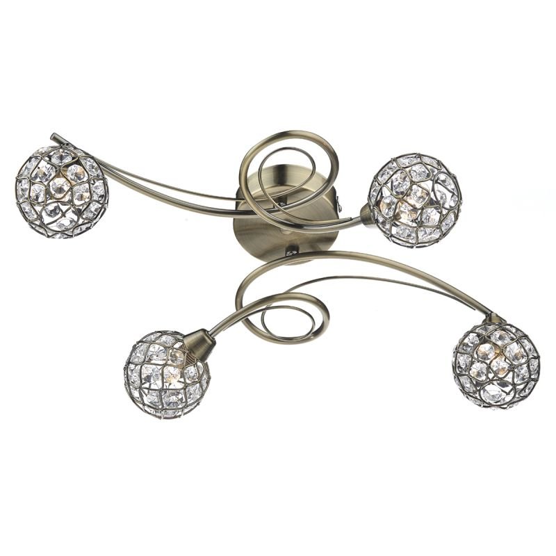 Ceiling Lights - Circa - Decorative Glass Disc with Brass 4 Light Centre Fitting Dar-CIR0475 - Circa - Decorative Glass Disc with Brass 4 Light Centre Fitting