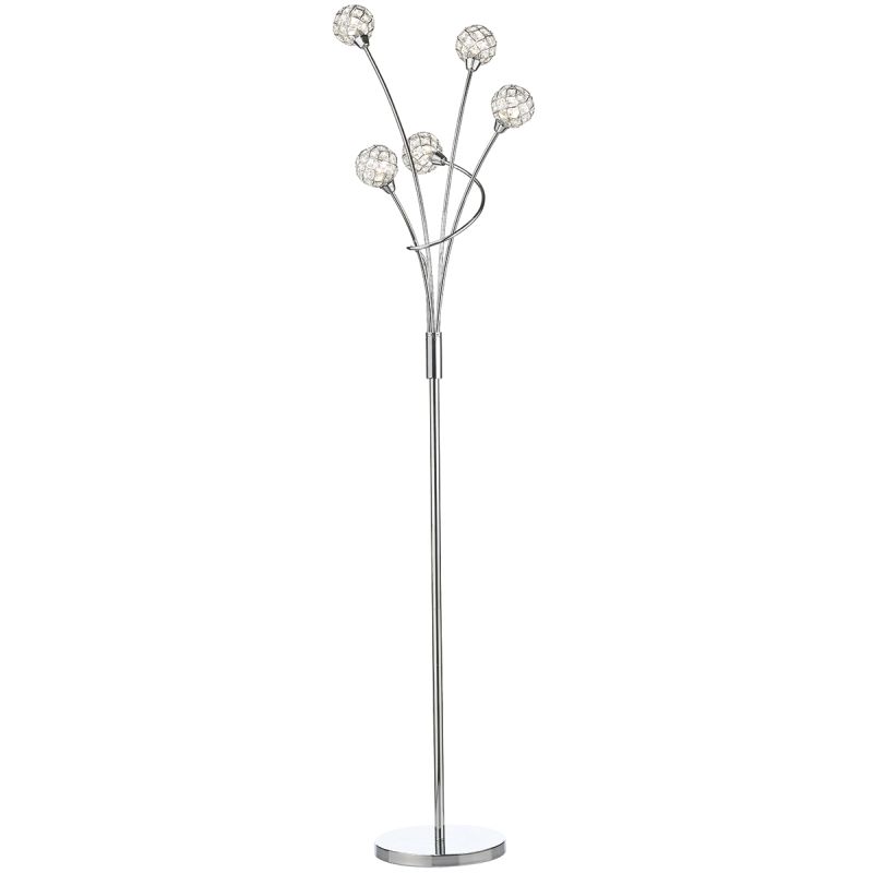 Table & Floor Lamp - Circa - Decorative Glass Disc with Chrome 5 Light Floor Lamp Dar-CIR4950 - Circa - Decorative Glass Disc with Chrome 5 Light Floor Lamp