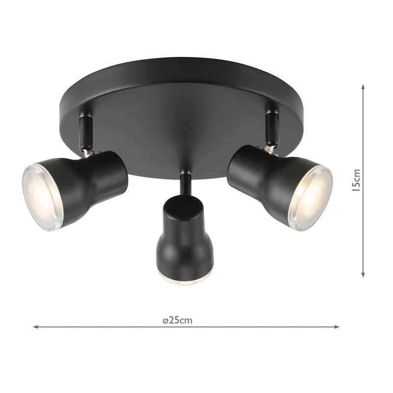 Dar_Vol3-CLI7622 - Clint - Bathroom Matt Black 3 Spotlights IP44
