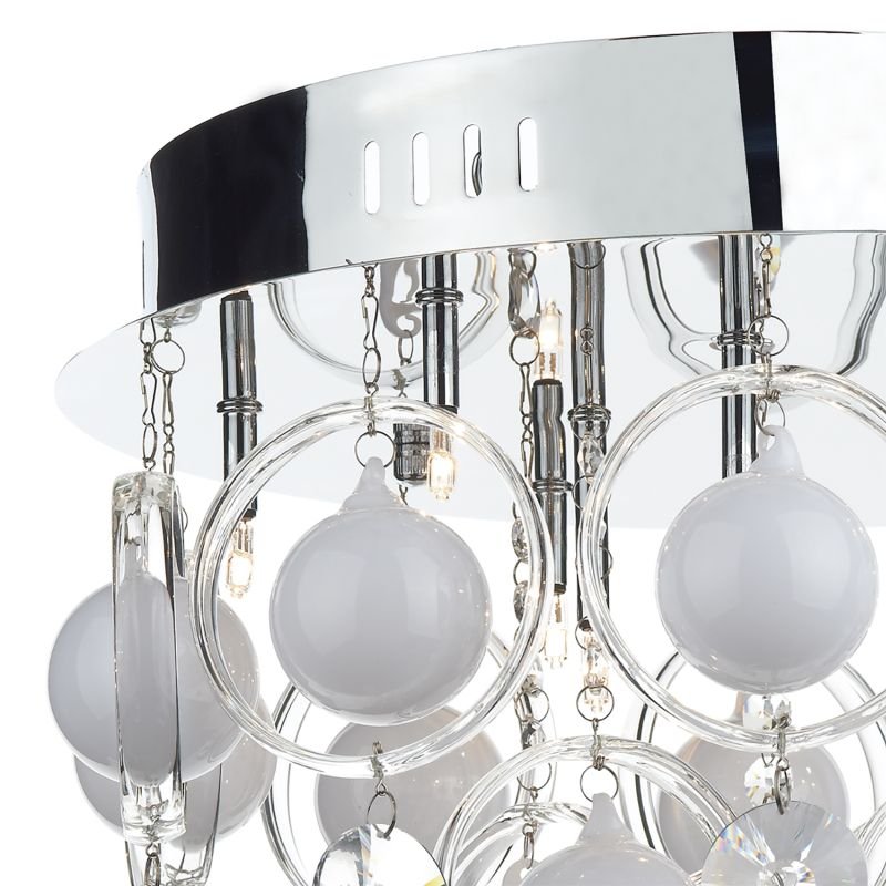 Ceiling Lights - Cloud - Crystal and White Ball 9 Light Ceiling Lamp Dar-CLO1350 - Cloud - Crystal and White Ball 9 Light Ceiling Lamp