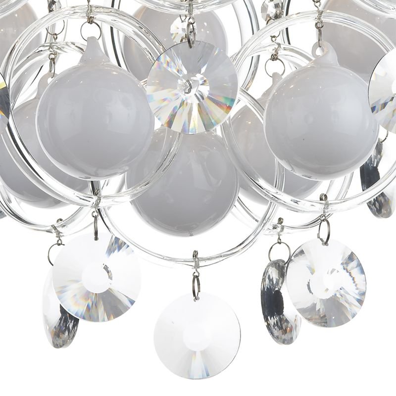 Ceiling Lights - Cloud - Crystal and White Ball 9 Light Ceiling Lamp Dar-CLO1350 - Cloud - Crystal and White Ball 9 Light Ceiling Lamp