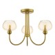 Dar_Vol3-COG0335 - Cognac - Satin Gold 3 Light Semi Flush with Champagne Ribbed Glass
