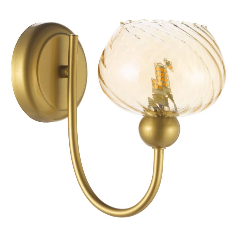 Dar_Vol3-COG0735 - Cognac - Satin Gold Wall Lamp with Champagne Ribbed Glass