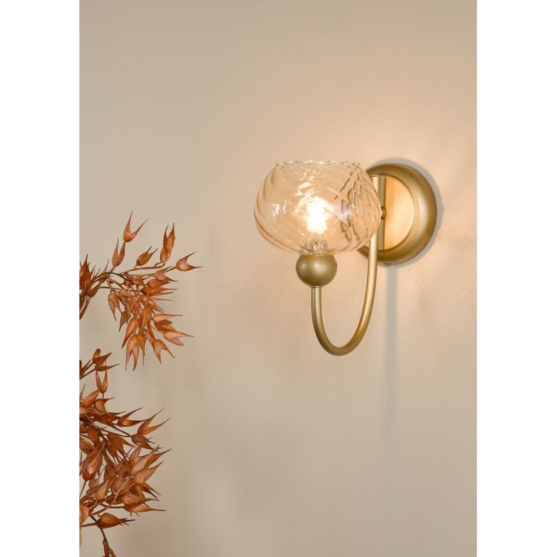 Dar_Vol3-COG0735 - Cognac - Satin Gold Wall Lamp with Champagne Ribbed Glass
