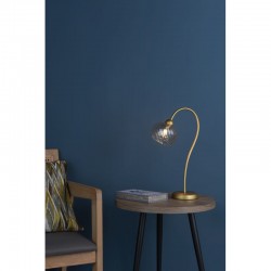 Cognac - Satin Gold Table Lamp with Champagne Ribbed Glass