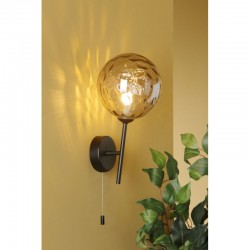 Cohen - Black Wall Lamp with Smoked Dimple Glass Cohen - Black Wall Lamp with Smoked Dimple Glass