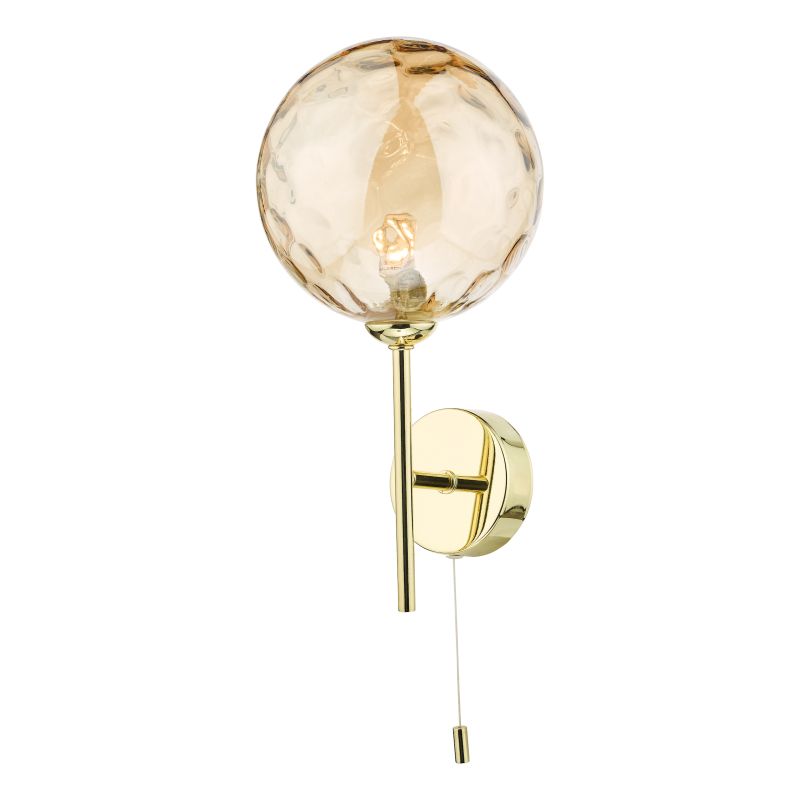 Dar-COH0735-11 - Cohen - Dimple Amber Glass & Gold Wall Lamp