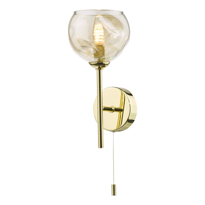 Dar-COH0735-16 - Cohen - Dimple Amber Glass & Gold Wall Lamp