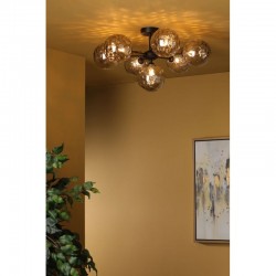 Cohen - Black 7 Light Semi Flush with Smoked Dimple Glass Cohen - Black 7 Light Semi Flush with Smoked Dimple Glass
