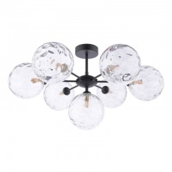 Cohen - Black 7 Light Semi Flush with Clear Dimple Glass Cohen - Black 7 Light Semi Flush with Clear Dimple Glass