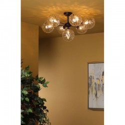 Cohen - Black 7 Light Semi Flush with Clear Dimple Glass Cohen - Black 7 Light Semi Flush with Clear Dimple Glass