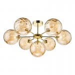 Cohen - Gold 7 Light Semi Flush with Amber Dimple Glass Cohen - Gold 7 Light Semi Flush with Amber Dimple Glass