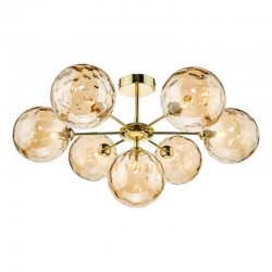 Cohen - Gold 7 Light Semi Flush with Amber Dimple Glass Cohen - Gold 7 Light Semi Flush with Amber Dimple Glass