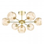Cohen - Gold 7 Light Semi Flush with Amber Dimple Glass Cohen - Gold 7 Light Semi Flush with Amber Dimple Glass