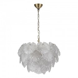 Courtney - Antique Brass 10 Light Pendant with Clear Glass Leaves Courtney - Antique Brass 10 Light Pendant with Clear Glass Leaves