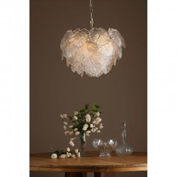 Courtney - Antique Brass 10 Light Pendant with Clear Glass Leaves Courtney - Antique Brass 10 Light Pendant with Clear Glass Leaves