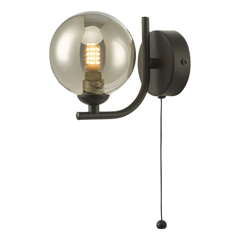 Dar-CRA0722-01 - Cradle - Smoky Glass & Black Wall Lamp