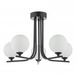 Cradle - Black 5 Light Ceiling Lamp with White Glass