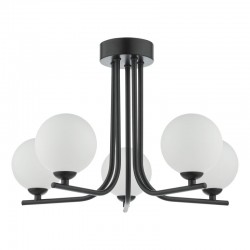 Cradle - Black 5 Light Ceiling Lamp with White Glass Cradle - Black 5 Light Ceiling Lamp with White Glass