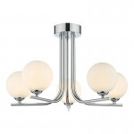 Cradle - Chrome 5 Light Ceiling Lamp with White Glass Cradle - Chrome 5 Light Ceiling Lamp with White Glass