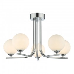 Cradle - Chrome 5 Light Ceiling Lamp with White Glass Cradle - Chrome 5 Light Ceiling Lamp with White Glass