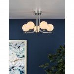 Cradle - Chrome 5 Light Ceiling Lamp with White Glass Cradle - Chrome 5 Light Ceiling Lamp with White Glass