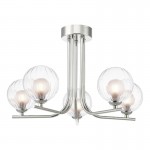 Cradle - Chrome 5 Light Semi Flush with Double Glasses