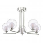 Cradle - Chrome 5 Light Semi Flush with Double Glasses