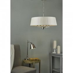 Cristin - Polished Nickel 4 Light Pendant with Ivory Ribbon Shade Cristin - Polished Nickel 4 Light Pendant with Ivory Ribbon Shade