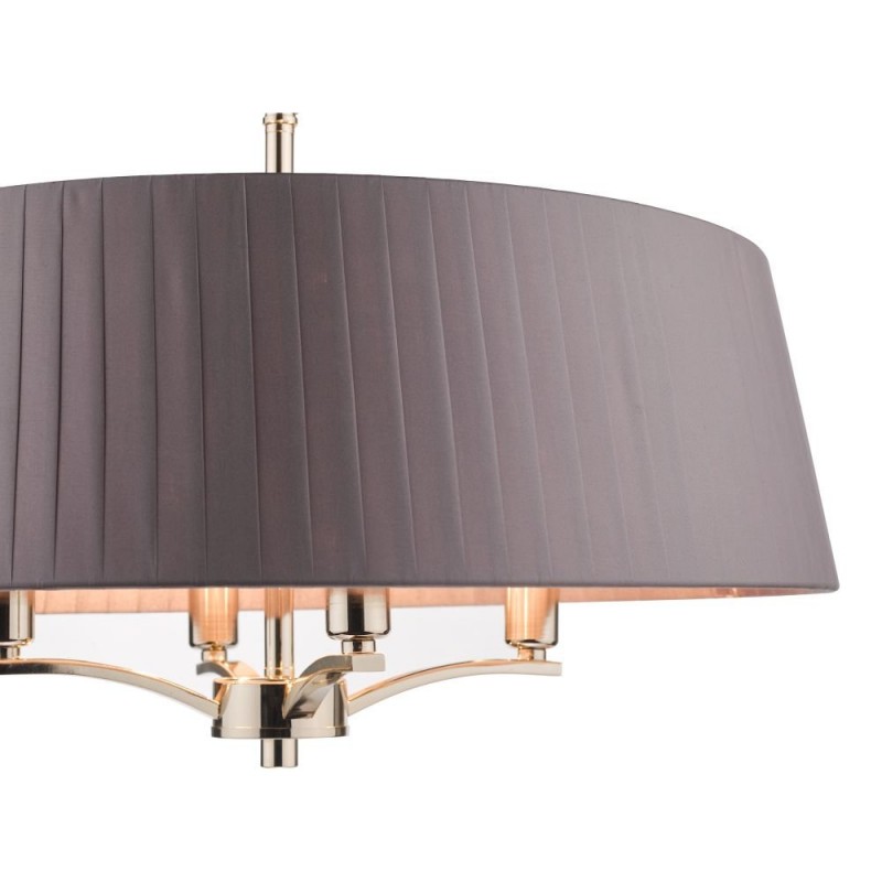 Ceiling Lights - Cristin - Grey Ribbon Shade & Nickel 4 Light Pendant Dar-CRI0439 - Cristin - Grey Ribbon Shade & Nickel 4 Light Pendant
